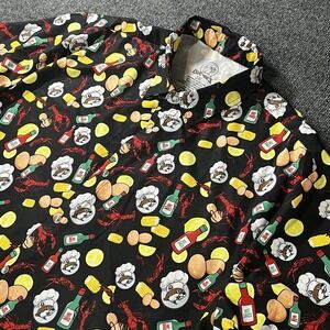 Buc-ees Shirt Men 2XL Crawfish Boil Hawaiian Hot Sauce Chef Cajun Button